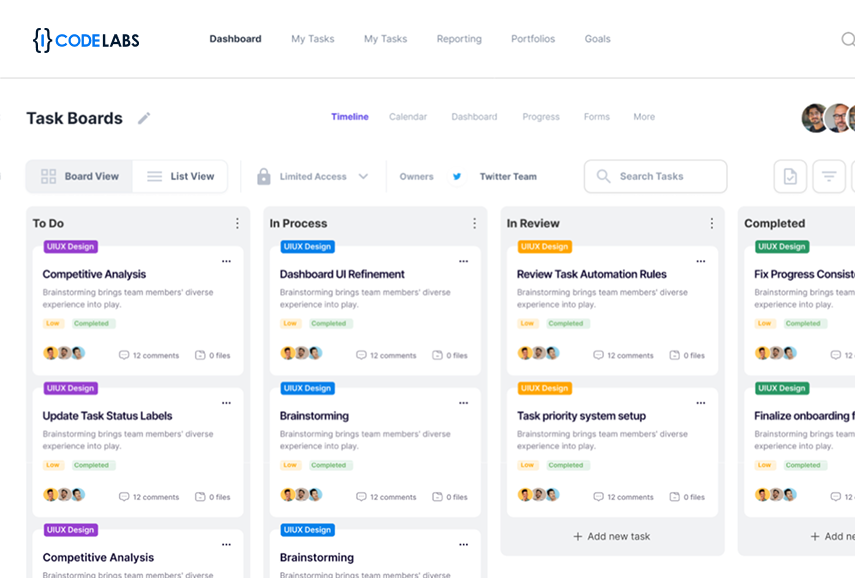 Icodelabs PMS - Task Boards